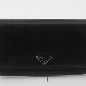 Prada Saffiano Leather Continental Wallet – Black with COA
